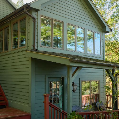 Porch with lake views off the lower bedroom.