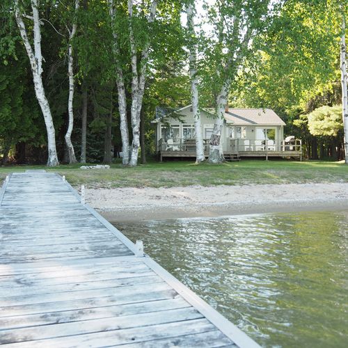 Exterior:  looking back at the cottage from the dock