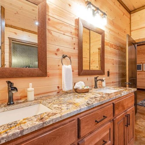 Double vanity in the private Master bath.