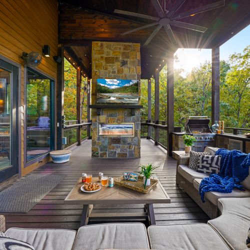 Whether you’re grilling at the built-in outdoor kitchen or relaxing beside the two-sided indoor/outdoor fireplace, every corner is designed to help you slow down and savor the moment.