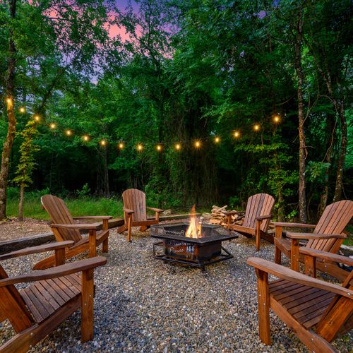 The fire pit with Adirondack chairs!