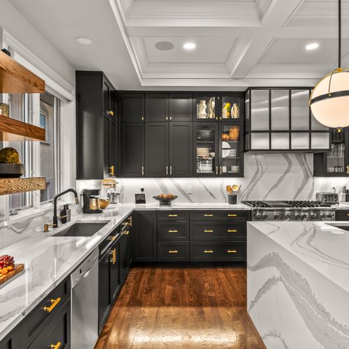 There's ample counter space for cooking, baking, and serving.