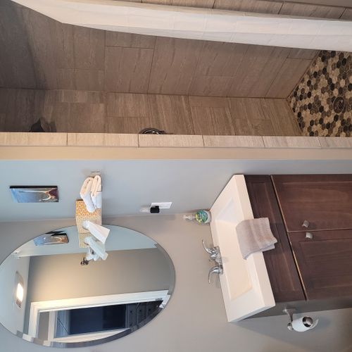 Bathroom:  very cute newly-renovated bathroom with a walk-in shower.