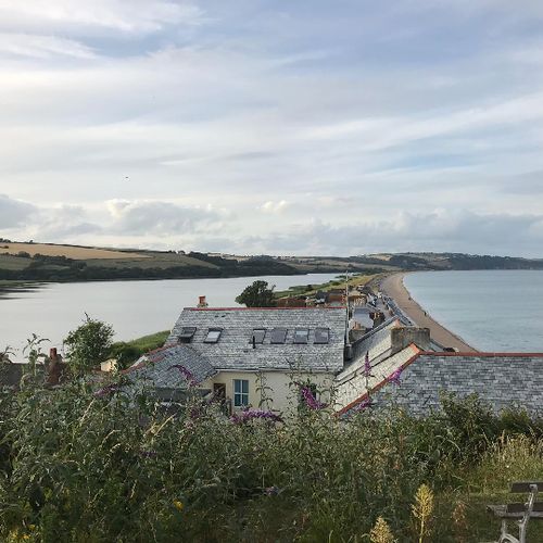The slapton ley on one side and beach to the other.