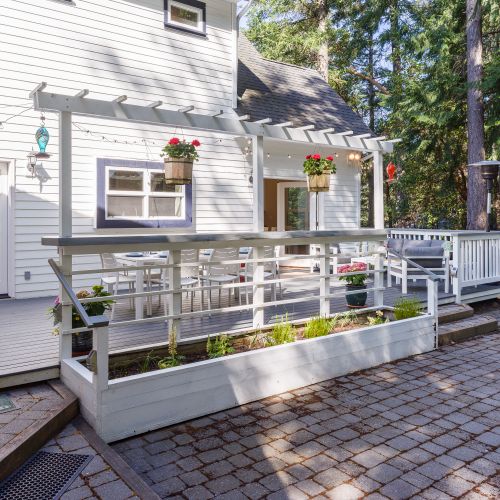 fenced and private, the back patio is a wonderful space to lounge after a day of hiking and exploring.