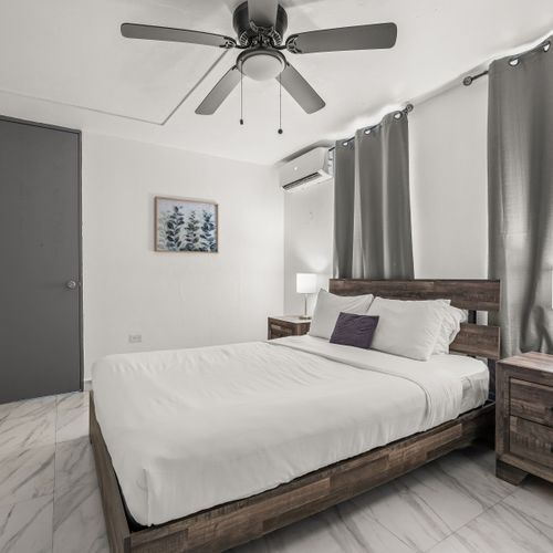 Darkening curtains ensure a great night's sleep.