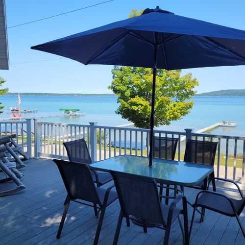 EXTERIOR:  Looking out over Crystal Lake from the second story deck at the property