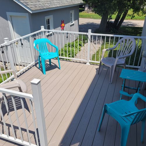 EXTERIOR:  The backyard deck