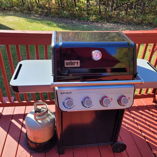 EXTERIOR:  The new gas grill