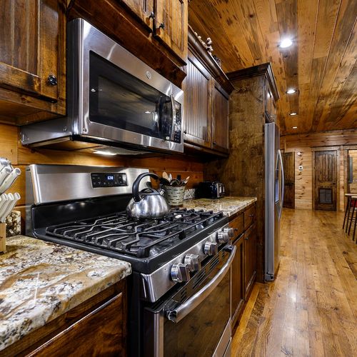 Gas stove and oven.