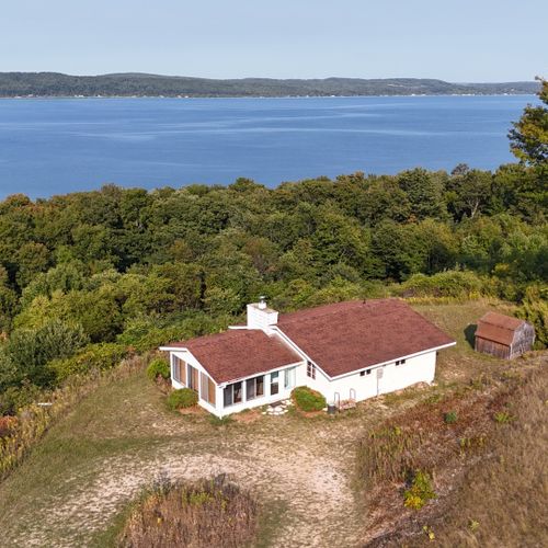 Exterior:  another aerial view with crystal lake in the background.