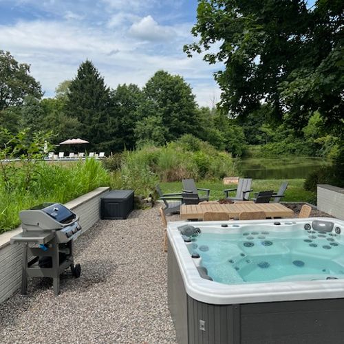 Looking from the patio towards the pool.