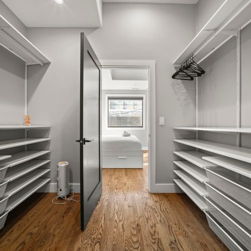 Spacious closet in the master bedroom.