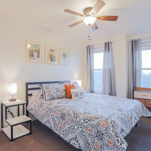 Deep sleep in this cozy space with clean design and gentle light.