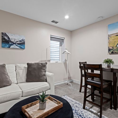 A cozy space to relax by the couch or dining table.