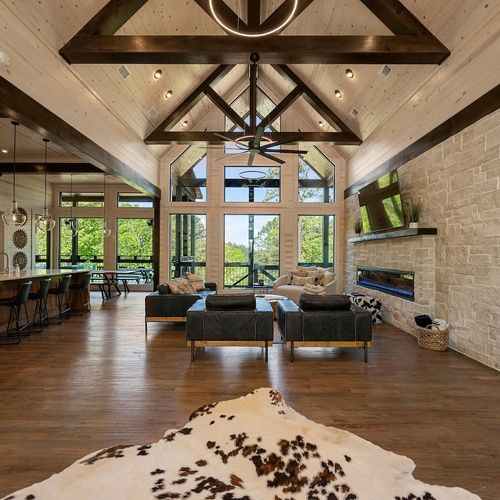 Greeted by an open floor plan.