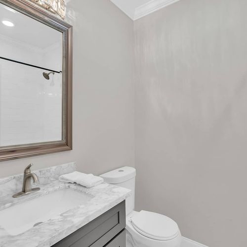 Second bathroom vanity w/ sink & plenty of counter space to get ready.