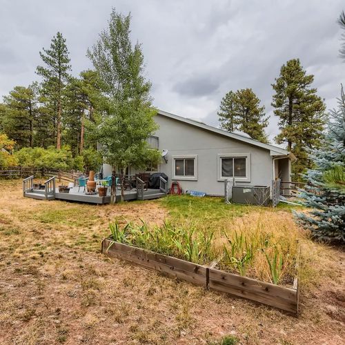 This large patio in a massive backyard will connect you with co's nature. With an acre of privacy, you will have this paradise all to yourselves.