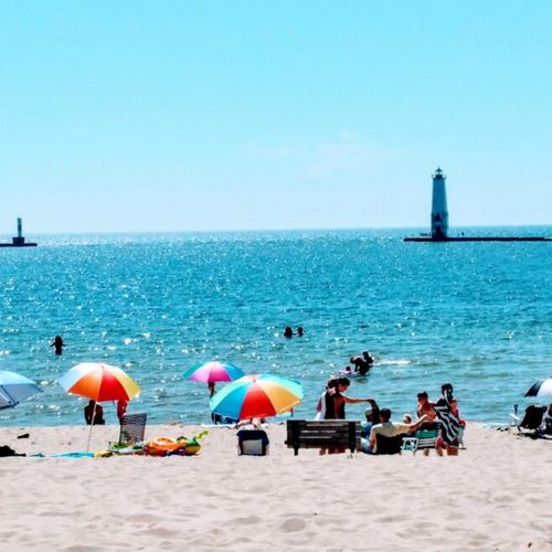 Extra:  frankfort beach in downtown frankfort. Very fun and both family-friendly and pet-friendly with a fun pier that goes out to the frankfort lighthouse.