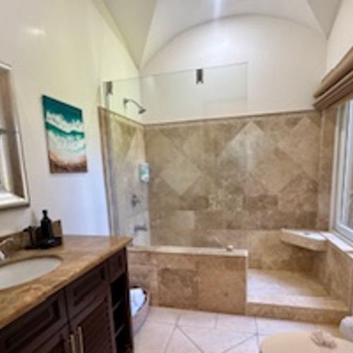 Master bathroom with walkin shower