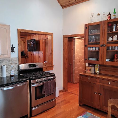 Kitchen:  the home has a very large kitchen with all appliances including a dishwasher as well as a dining area that seats 4 adults.