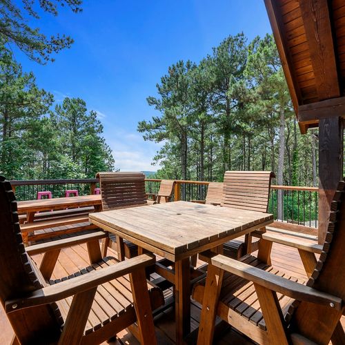 A 4-seater table is one of the many seating options on the patio!