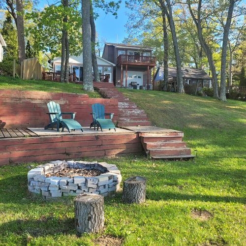 Exterior:  the pathway from the house down to the fireplace