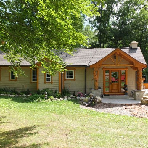 Exterior:  looking directly at the front of the house.