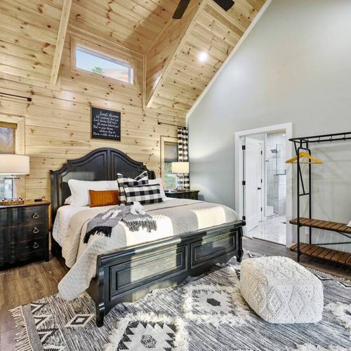 The Master Suite has a king bed with a luxury mattress and premium linens.