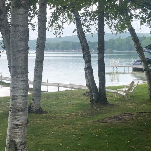Exterior:  the large and private lakefront backyard