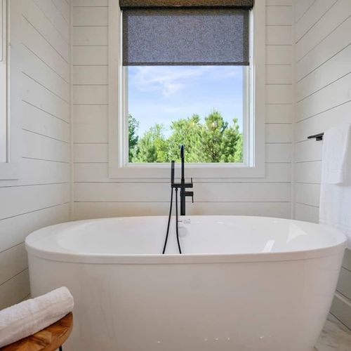 An oversized soaking tub.