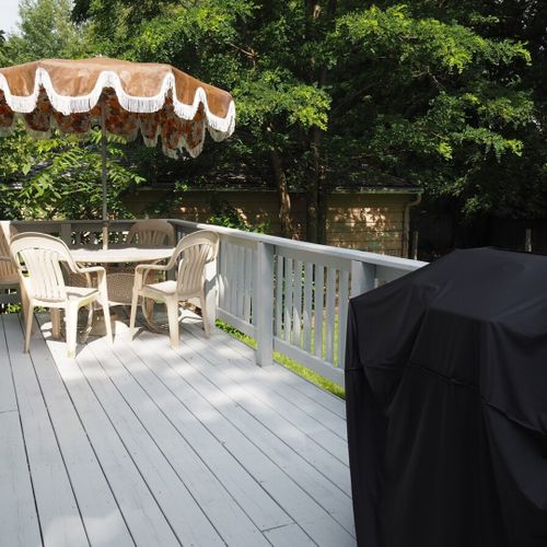Exterior:  another view of the backyard deck.