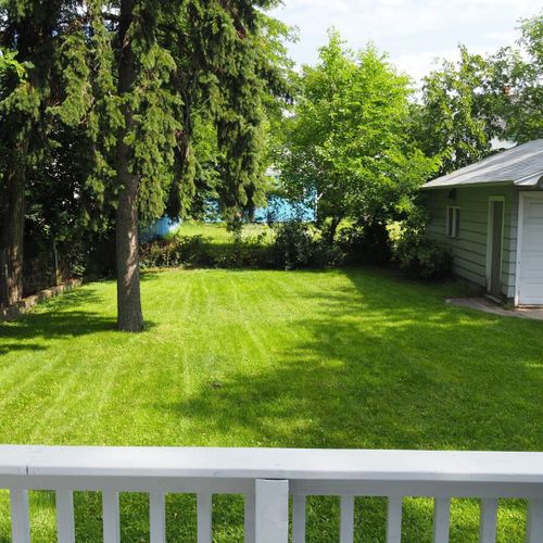 Exterior:  looking out at the backyard from the deck.