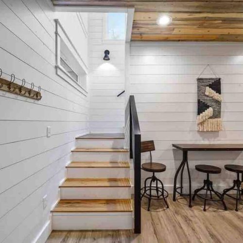 The lower level of the house hold the bunk/game room.