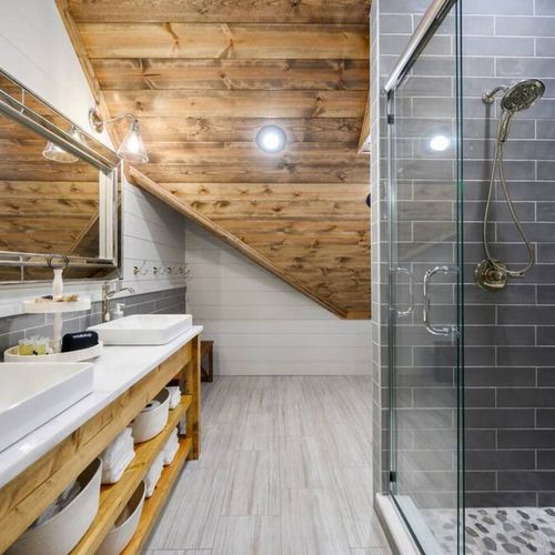 Private bunk bathroom with walk-in shower.
