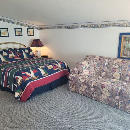 Main room:  the queen-size bed and sofa bed