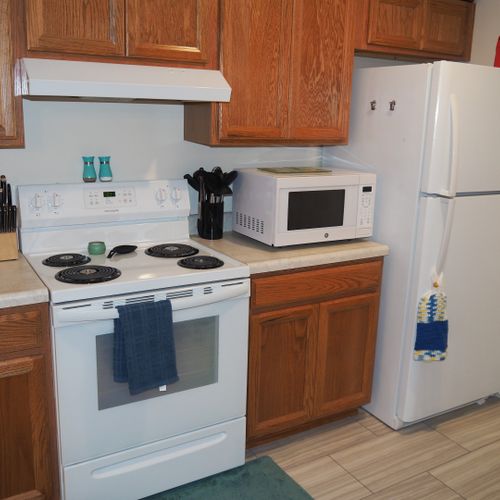 Kitchen:  very convenient and modern kitchen with all appliances including a dishwasher, microwave, toaster oven, and keurig coffee maker.