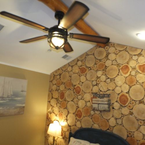 Bedroom #2:  another angle, showing the ceiling fan that is in the bedroom.