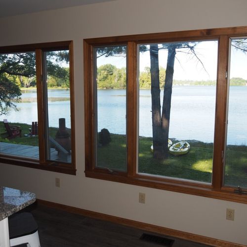 Kitchen:  the kitchen also provides great views of bass lake!