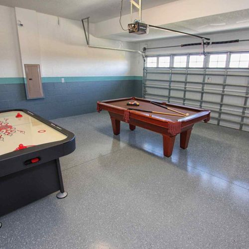 Garage Game Room w/Billiards Table and Air Hockey Table