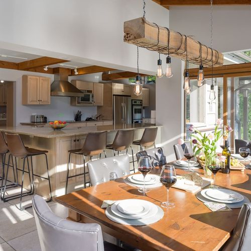 Gourmet kitchen and dining area