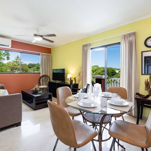 Living space and dining room.