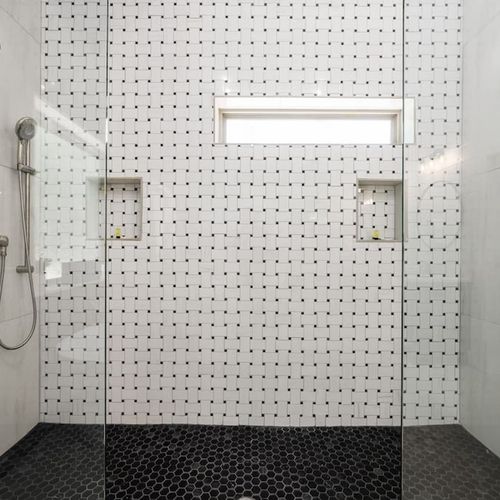 The walk-in shower with 2 heads!