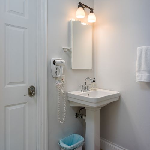 Private bathroom for the Raven Room and Game Room.