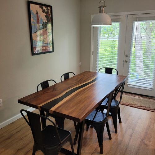 Dining area:  there is a very nice dining table with seating for 6 adults.