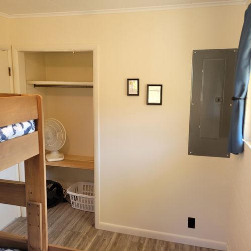 Bedroom #2:  features a twin-on-queen bunk bed and a closet.