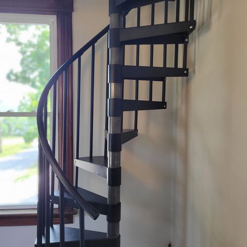Stairway to the tower:  this is the circular stairway up to the third floor tower. May be difficult for elderly individuals and small children should be cautious with it.