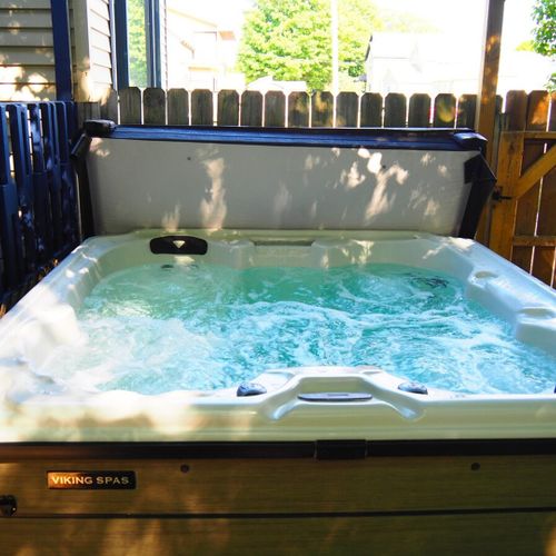 Exterior:  the new hot tub