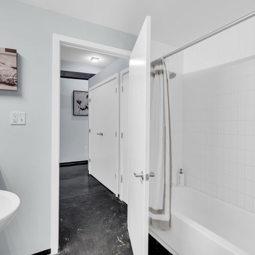 Spacious and serene—our well-appointed bathroom offers a relaxing retreat with all the essentials for your comfort.