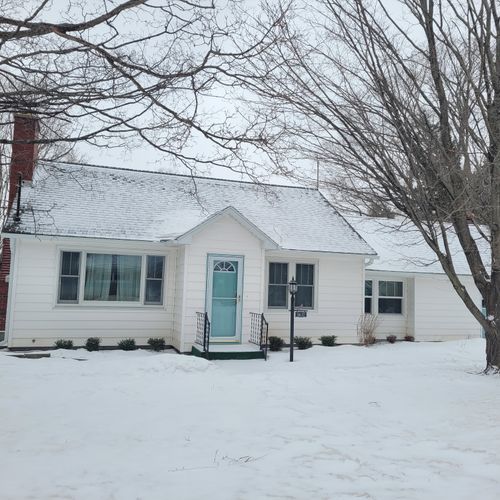 Exterior:  another shot of the front of the house in winter